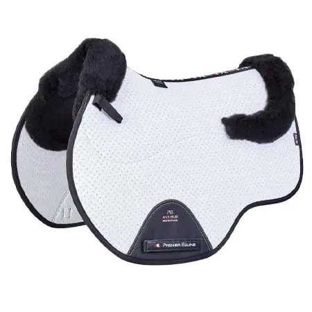 プレミアエクイン(Premier Equine) 乗馬 ゼッケン・パッド Close Contact Airtechnology Shockproof Wool Saddle Pad – GP/Jump Square White/Black Wool