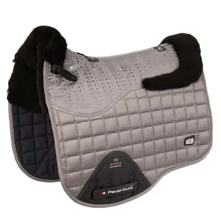 プレミアエクイン(Premier Equine) 乗馬 ゼッケン・パッド Capella Close Contact Merino Wool Dressage Square Grey/Black Wool