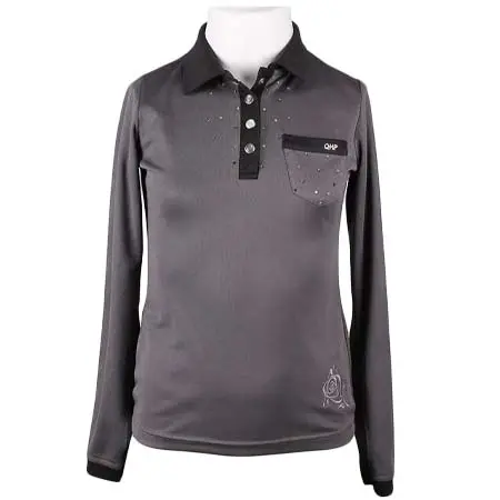 QHP(キューエイチピー) 乗馬 競技用シャツ QHP Long Sleeve Polo Competition Shirt Pearl Junior