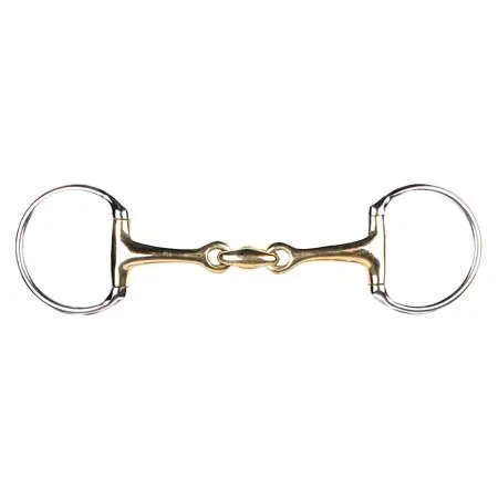 QHP(キューエイチピー) 乗馬 ハミ Eggbutt Bit Double Jointed German Argentan – Gold