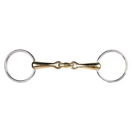 QHP(キューエイチピー) 乗馬 ハミ Snaffle Bit Double Jointed German Argentan – Gold