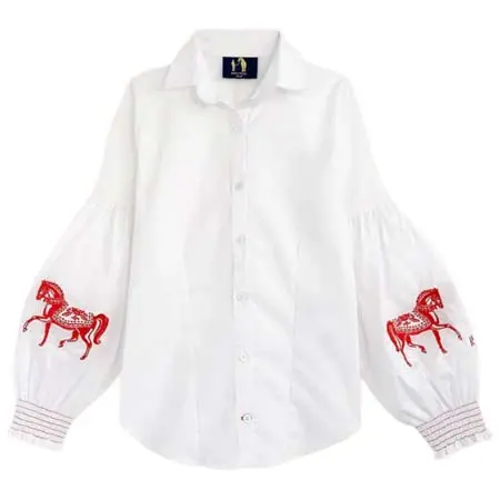 ロナー(RONNER) 乗馬 シャツ Annie Shirt Embroidered White Red Horse