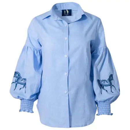 ロナー(RONNER) 乗馬 シャツ Annie Shirt Embroidered Blue Navy Horse