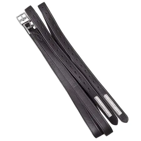 エスディーデザイン(SD Design) 乗馬 鐙・鐙革 SD Super soft stirrup straps with Crystals. Black.