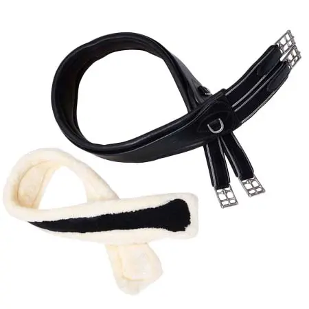 サンライド(Sunride) 乗馬 腹帯 2-in-1 Leather Saddle Girth with Fur “SohoFlex”