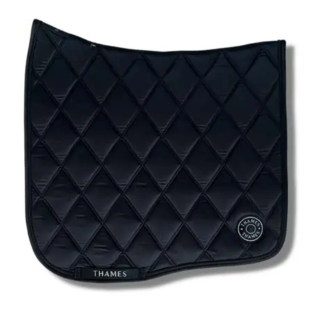 テムズ(Thames) 乗馬 ゼッケン・パッド サテンキルティングゼッケン 馬場用 ブラック Thames