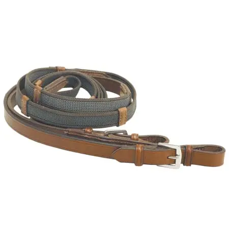 トリーレザー(Tory Leather) 乗馬 手綱 Tory Leather Company 3/4″ x 54″ Rubber Web Reins with Buckle Bit Ends