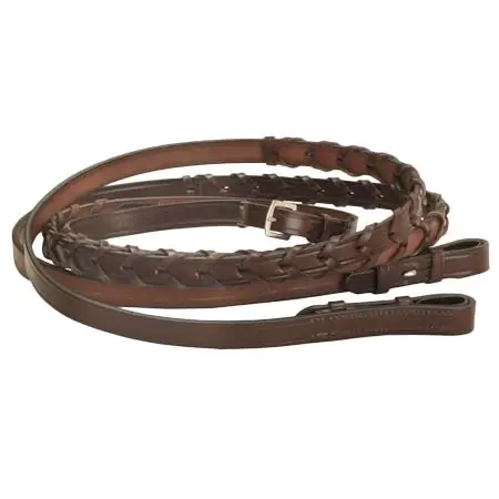 トリーレザー(Tory Leather) 乗馬 手綱 Tory Leather Company 3/4″ x 60″ Laced Reins with Hook Stud Bit Ends