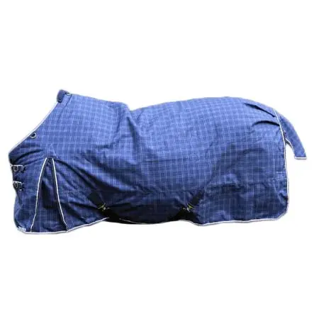 ターフマスターズ(Turfmasters) 乗馬 馬着 Check Medium Weight Turnout Rug – Standard Neck – Navy