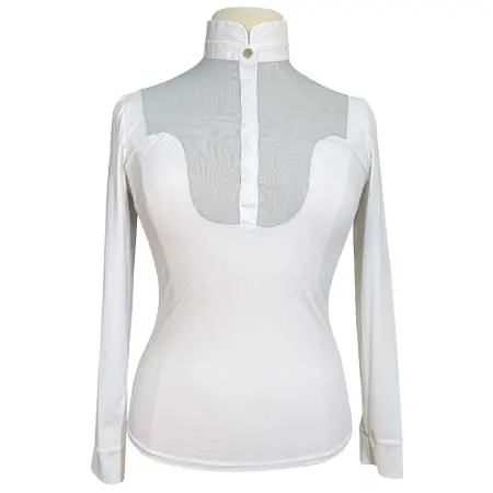 ヴェストラム(VESTRUM) 乗馬 競技用シャツ ‘Tarres’ Long Sleeve Show Shirt in White Pinstripe – Women’s Large