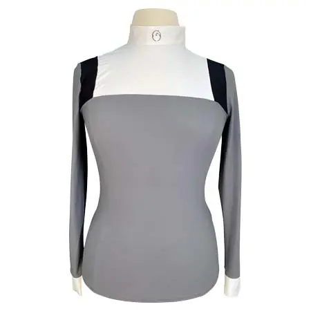 ヴェストラム(VESTRUM) 乗馬 競技用シャツ Padola Show Shirt in Grey/White – Women’s Large
