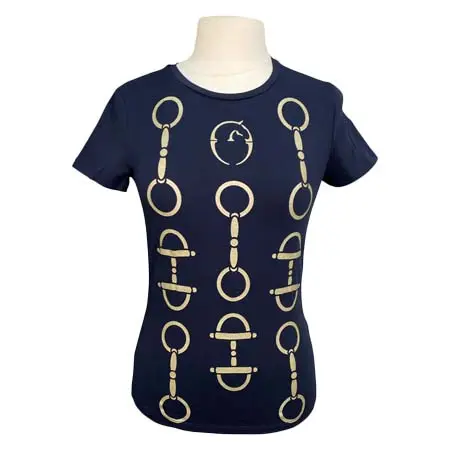 ヴェストラム(VESTRUM) 乗馬 トップス Charleroi Printed S/S Shirt in Navy/Gold – Women’s Large