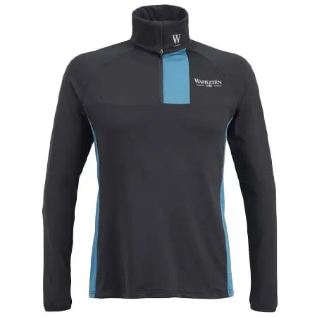 ワルステン(WAHLSTEN) 乗馬 シャツ BECKERI MEN’S 1/2 ZIP LONG SLEEVE SHIRT, BLACK-TURQUOISE