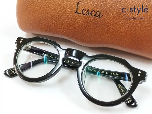LESCA LUNETIER レスカルネティエ メガネ 44□26 ブラック PICA COL.5 度入り