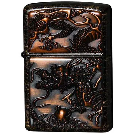 ジッポー(ZIPPO) ライズメタル 赤龍 金乱糸 黒 PE-WEB-0150