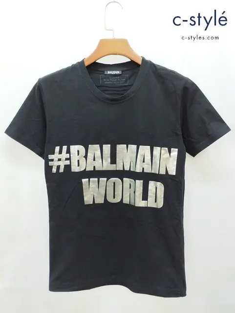 BALMAIN バルマン Tシャツ XS ブラック プリント 半袖