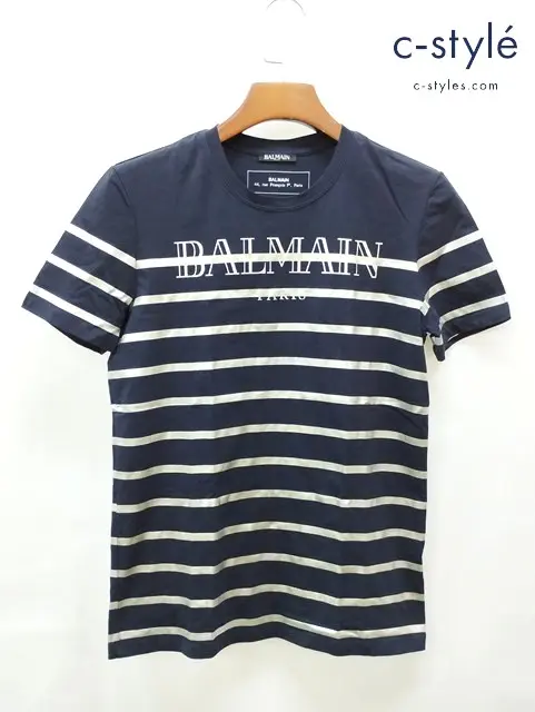 BALMAIN バルマン Tシャツ XS ネイビー ボーダー