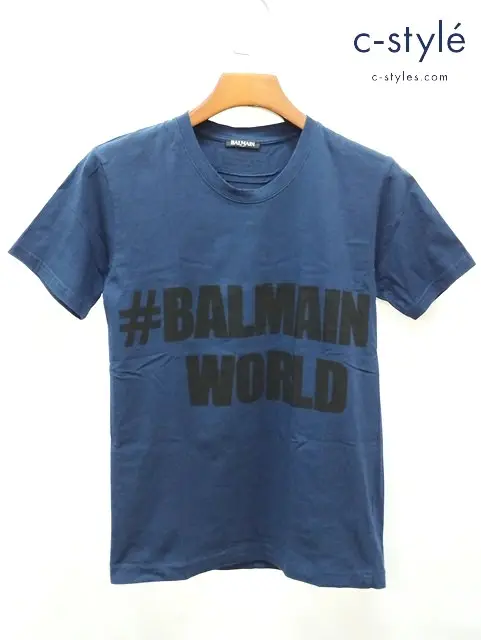 BALMAIN バルマン Tシャツ XS ネイビー 半袖 プリント