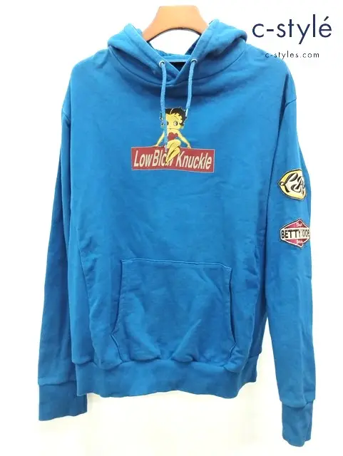 LOW BLOW KNUCKLE×BETTY BOOP ローブローナックル×ベティ プルオーバー パーカー XXL ブルー
