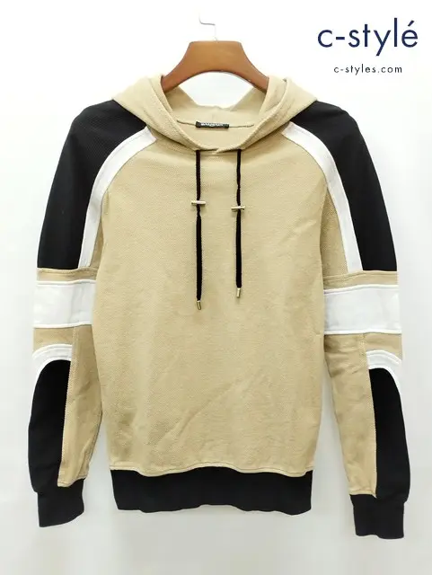 BALMAIN バルマン BHR C&S PULL HOODIE BI-COLOR パーカー XS ベージュ