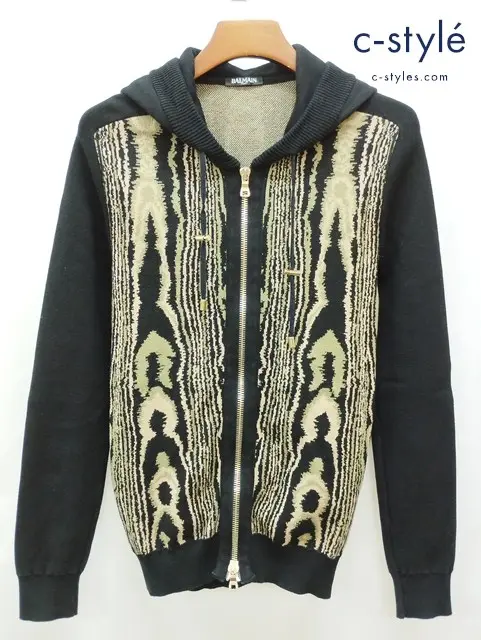 BALMAIN バルマン BHR C&S ZIP HOODIE COLOR MOIRE パーカー XS ブラック系