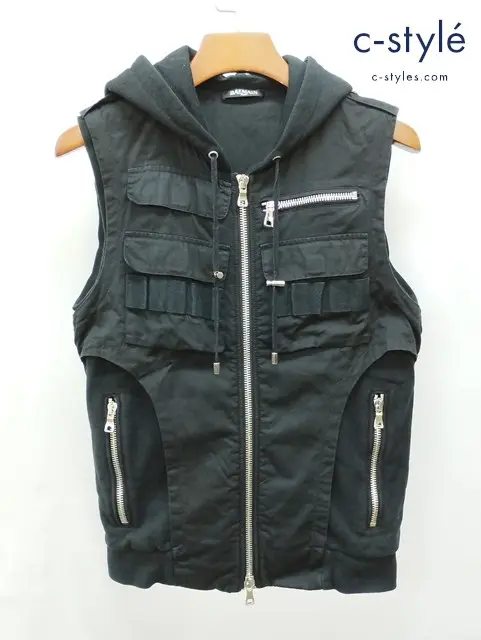 BALMAIN バルマン ノースリーブ パーカー XS ブラック