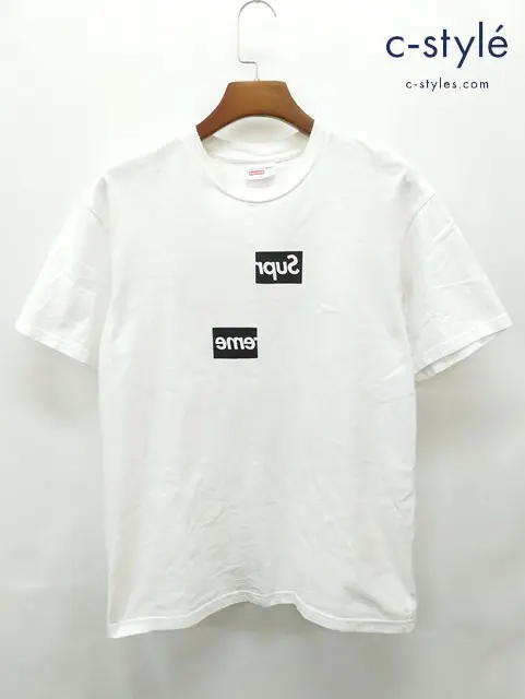 Supreme×COMME des GARCONS SHIRT Split Box Logo Tee Tシャツ M ホワイト