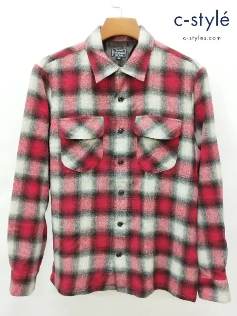 Schott ショット 長袖シャツ M レッド系 チェック柄 日本製 3115034