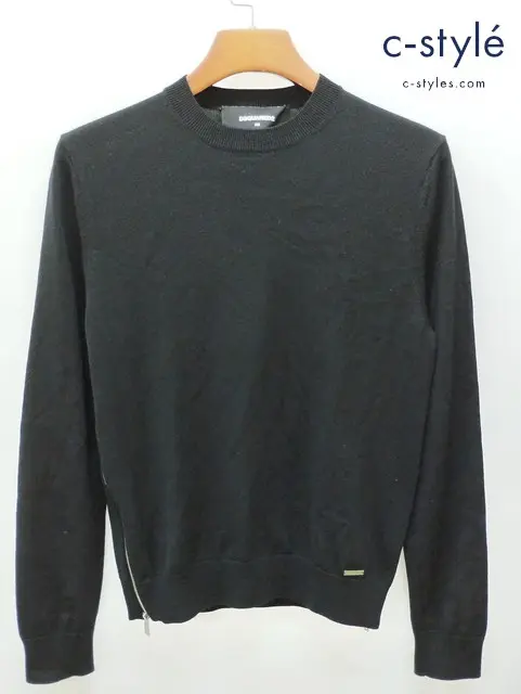 DSQUARED2 ディースクエアード ニットプルオーバー XS ブラック サイドジップ ウール100% S71HA0770