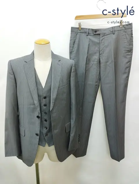 Paul Smith ポールスミス スーツ L グレー ストライプ柄 3ピース 2B PL-ST-75797