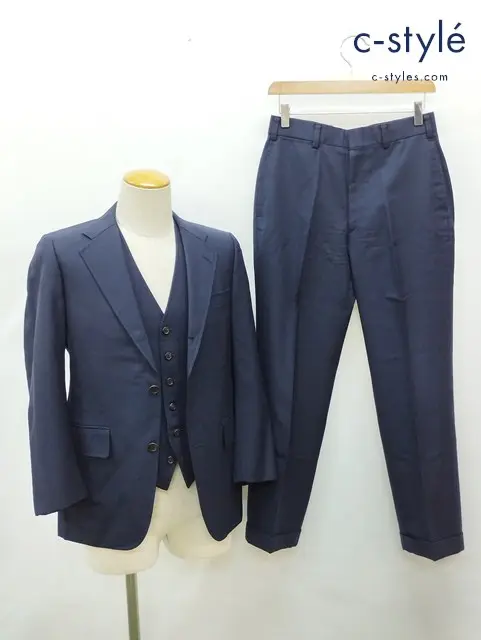 J.PRESS ジェイプレス スーツ ジャケット パンツ C-88W-74T-165 ベスト C-90W-76T-170 ネイビー 3ピース