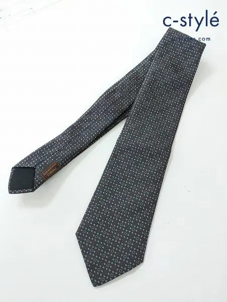 HERMES エルメス ネクタイ グレー系 シルク100% フランス製