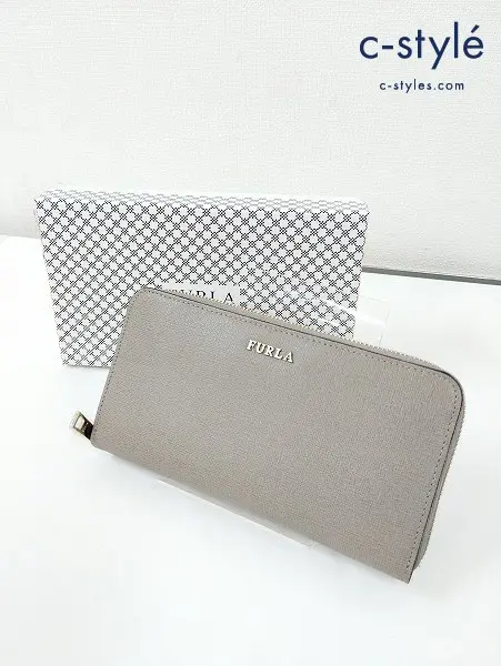 FURLA フルラ 長財布 グレー BABYLON XL ZIP AROU 908284