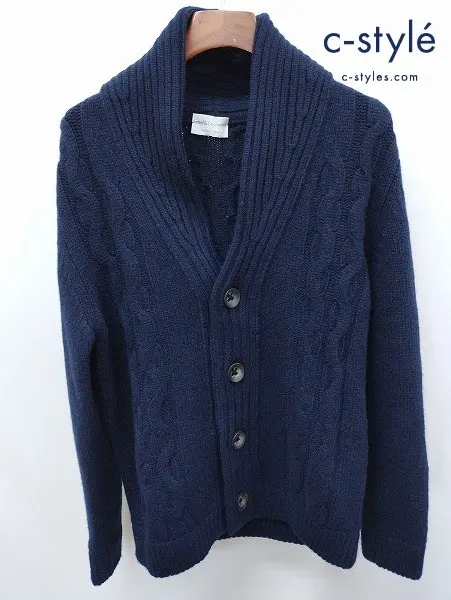 Settefili Cashmere セッテフィーリカシミア ケーブルショールカーディガン L ネイビー TR6CA