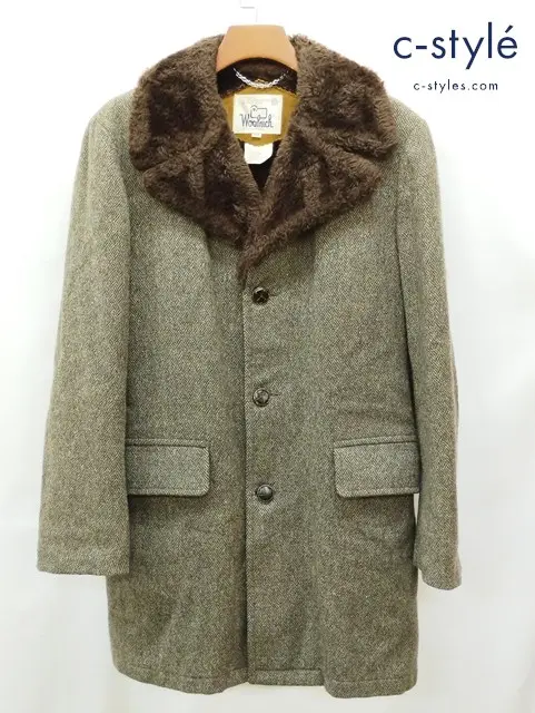 WOOLRICH ウールリッチ ファーコート 38 ブラウン系 ウール100% 30116