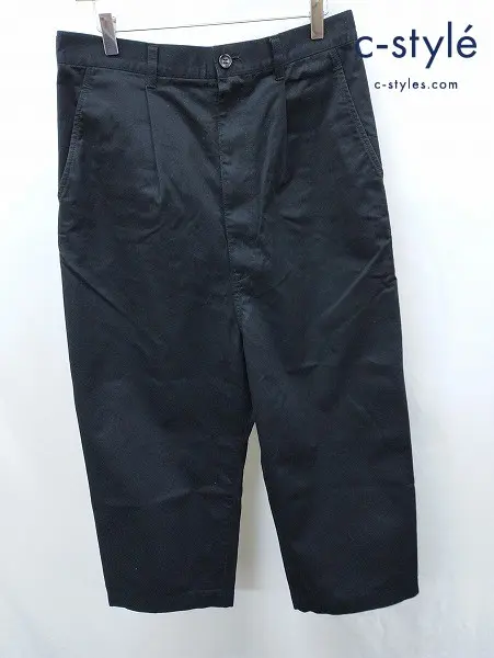 COMME des GARCONS HOMME コムデギャルソンオム パンツ S ブラック コットンギャバ タック HE-P006