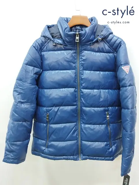GUESS ゲス ナイロンダウンジャケット XL ネイビー系 119RN716
