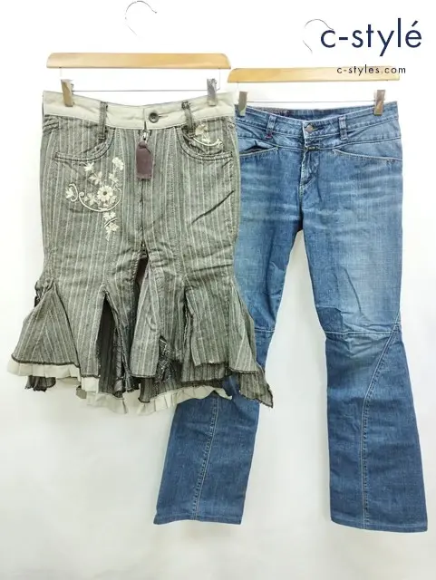 MARITHE FRANCOIS GIRBAUD デニムパンツ S インディゴ スカート S ブラック系 レディース 計2点