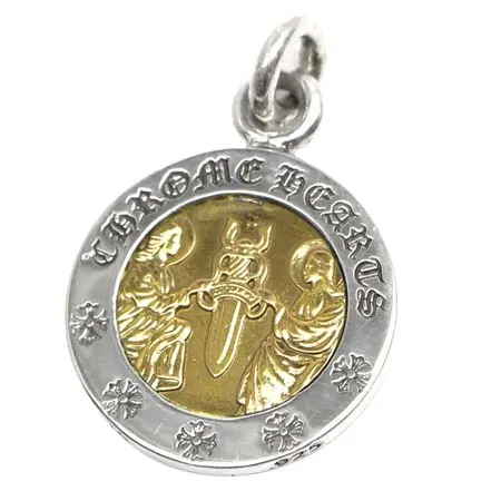 クロムハーツ(CHROME HEARTS) ネックレス エンジェルメダルチャームV2 シルバー＆ゴールド22K