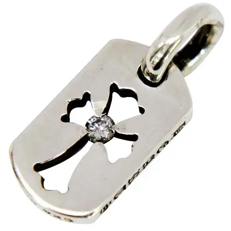 クロムハーツ(CHROME HEARTS) カットアウトクロスドッグタグwith ダイヤモンド タイニー