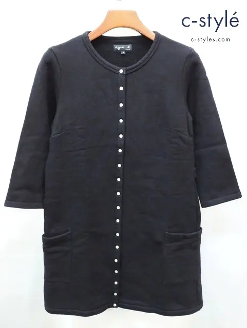 agnes b. アニエスベー ロングカーディガン 3 ブラック M001 ROBE CARDIGAN Q958M001 レディース