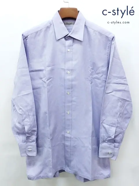 Charvet シャルベ シャツ 39 パープル系 長袖 フランス製 綿100%