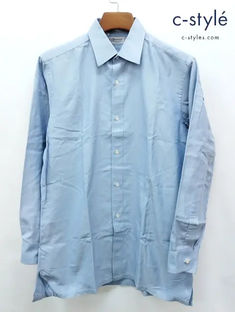 Charvet シャルベ シャツ 39 L ブルー 長袖 フランス製 綿100%