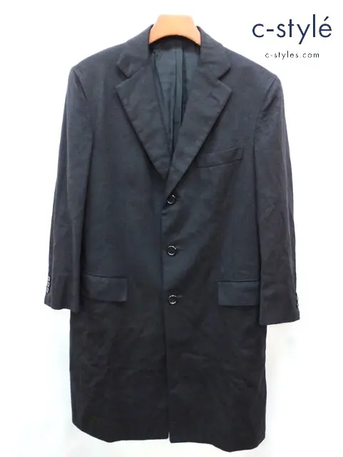 Brioni ブリオーニ チェスターコート 52 ブラック イタリア製 100%CUPRO SERIO