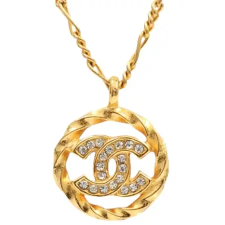 ヴィンテージ シャネル(VINTAGE CHANEL) ラインストーンCCマークネックレス
