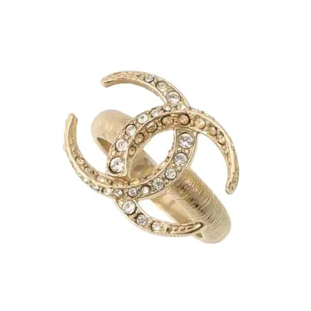 ヴィンテージ シャネル(VINTAGE CHANEL) 2015年製 ラインストーン CCマーク リング