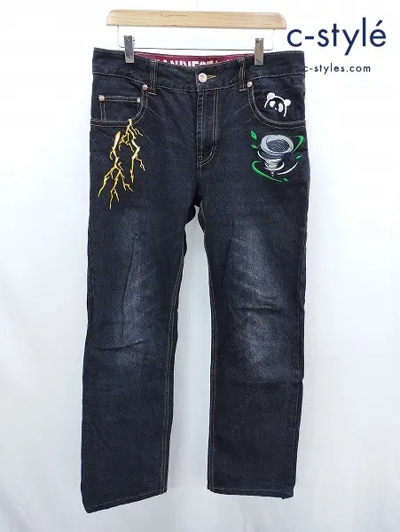 PANDIESTA JAPAN パンディエスタジャパン デニムパンツ 32 ブラック 風神 雷神 刺繍 561865
