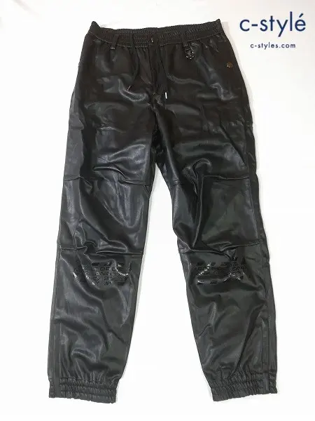 MARK&LONA マーク&ロナ フェイクレザーパンツ 50 ブラック Alma Faux Leather Joggers MLM-4C-AT17