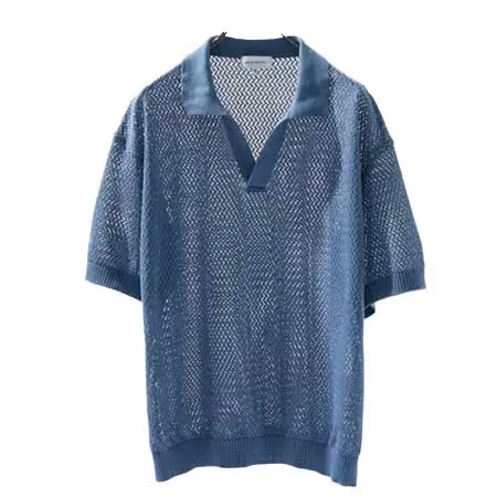 ABAHOUSE(アバハウス) シアーメッシュ スキッパー ニットポロ 00526041001