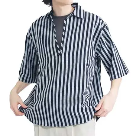 ABAHOUSE(アバハウス) サッカーストライプ スキッパーシャツ 00506011005